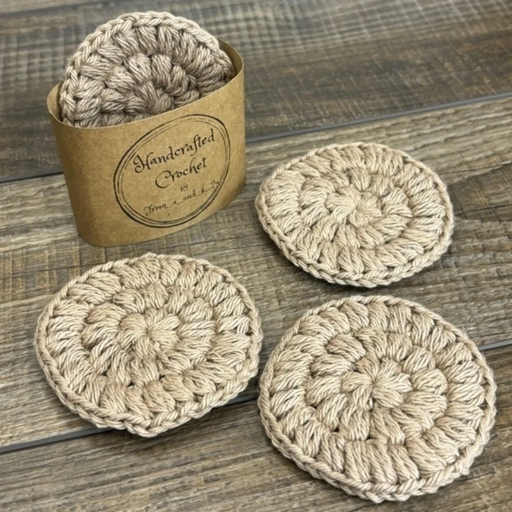 Handcrafted Crochet Face Round Makeup Remover Scrubbies Set‎ Cotton Yarn